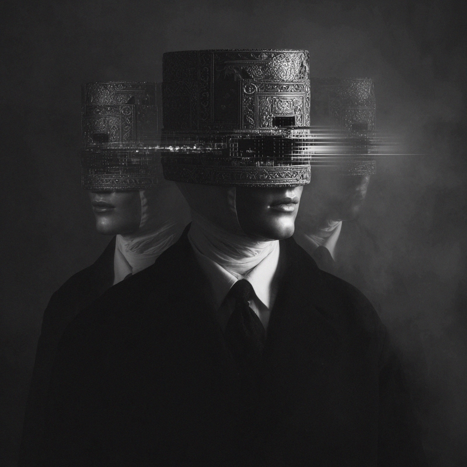 The Nodes — Orchestrator. One directive · many hands. Mono fashion-editorial figure, generated in-canon.