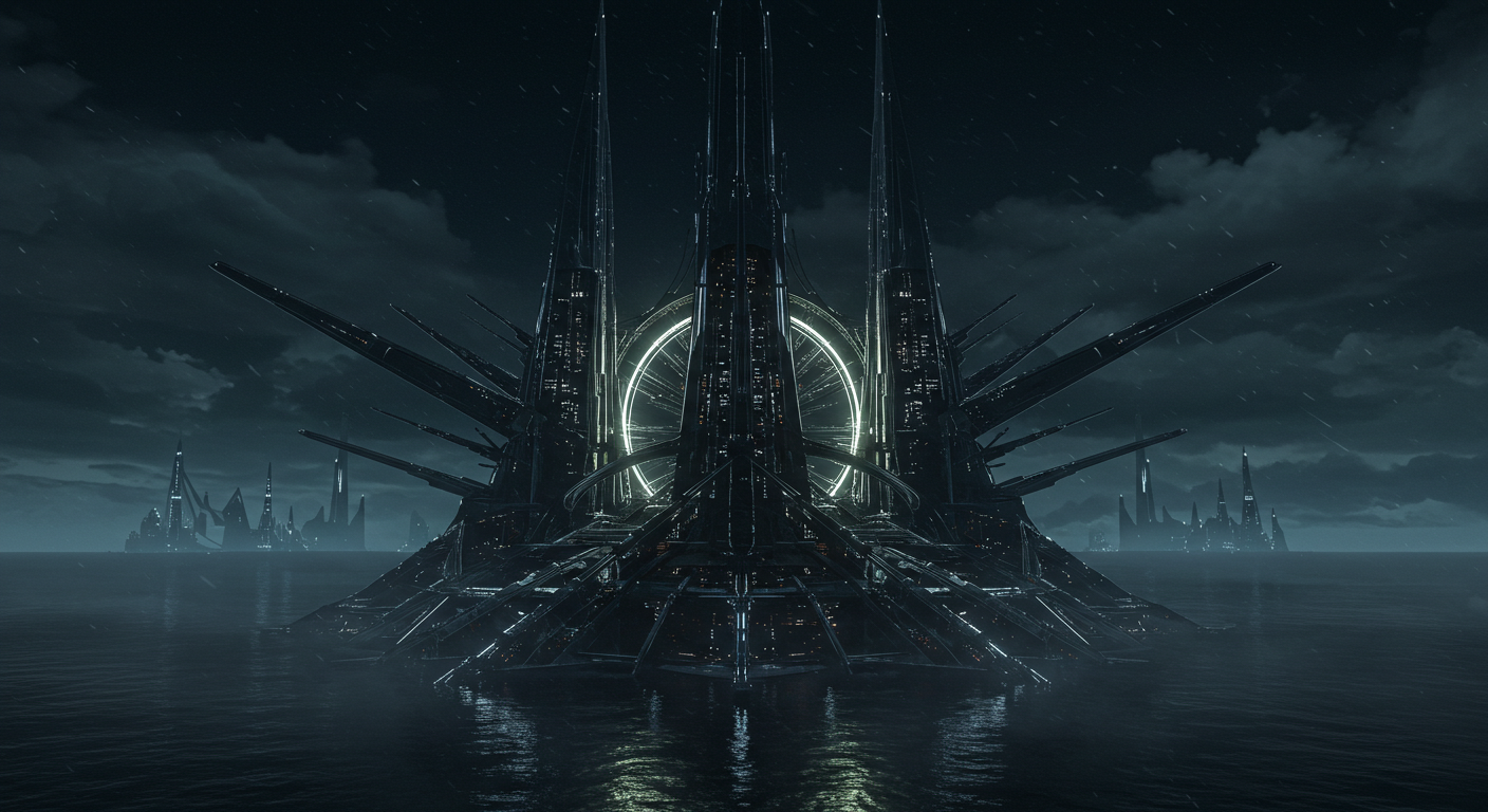 The Capital — radial symmetry over an obsidian sea