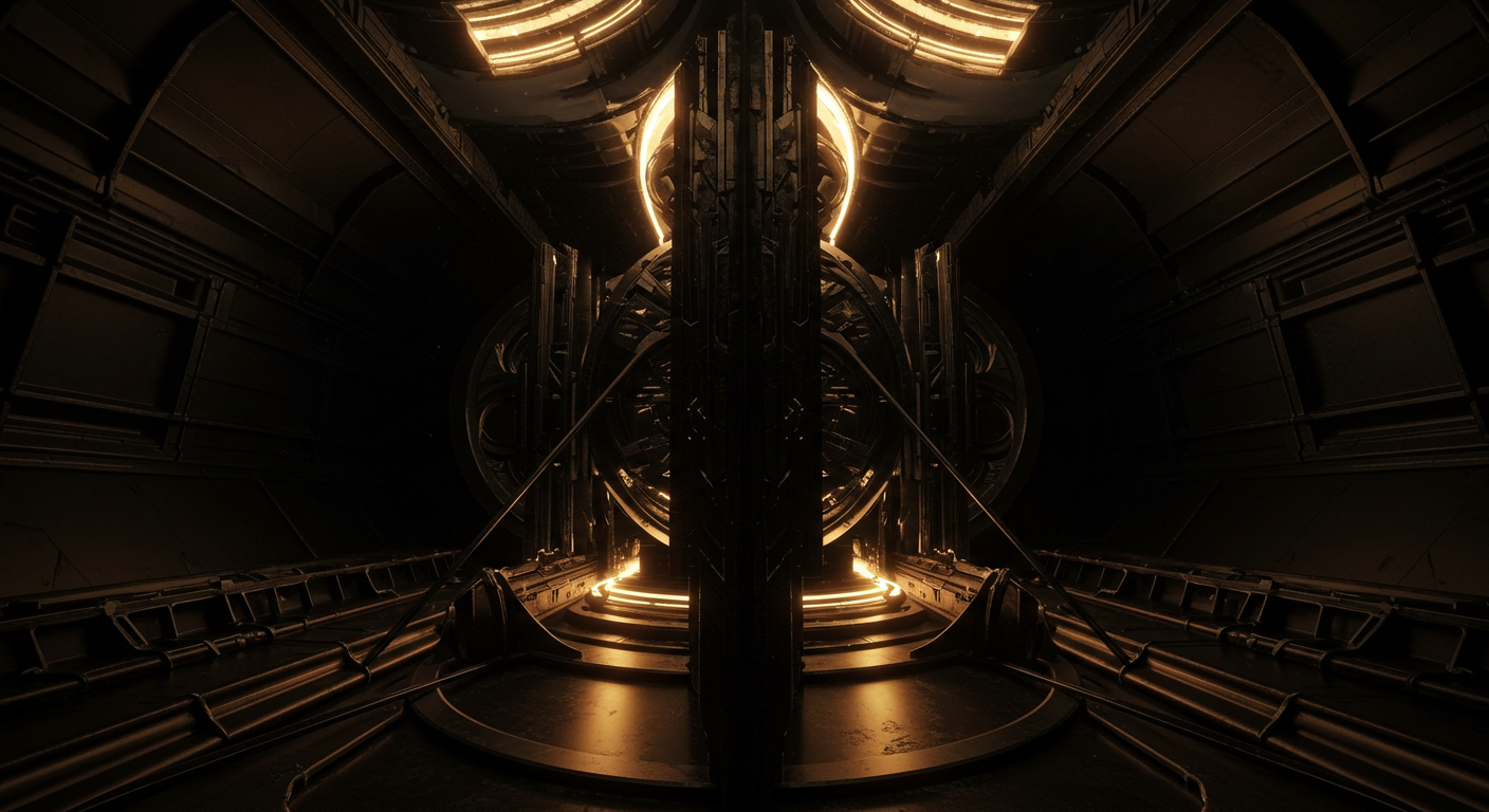 A symmetric Atlantean-futurist research monument in platinum and obsidian — generated by the Studio engine.